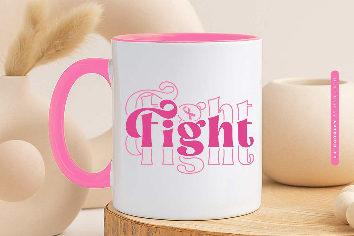 Retro Fight Breast Cancer SVG Cut File Mug Mockup image.jpg
