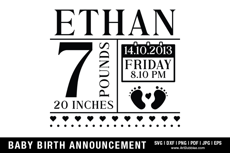 Baby Boy Announcement, SVG Cut Files Free