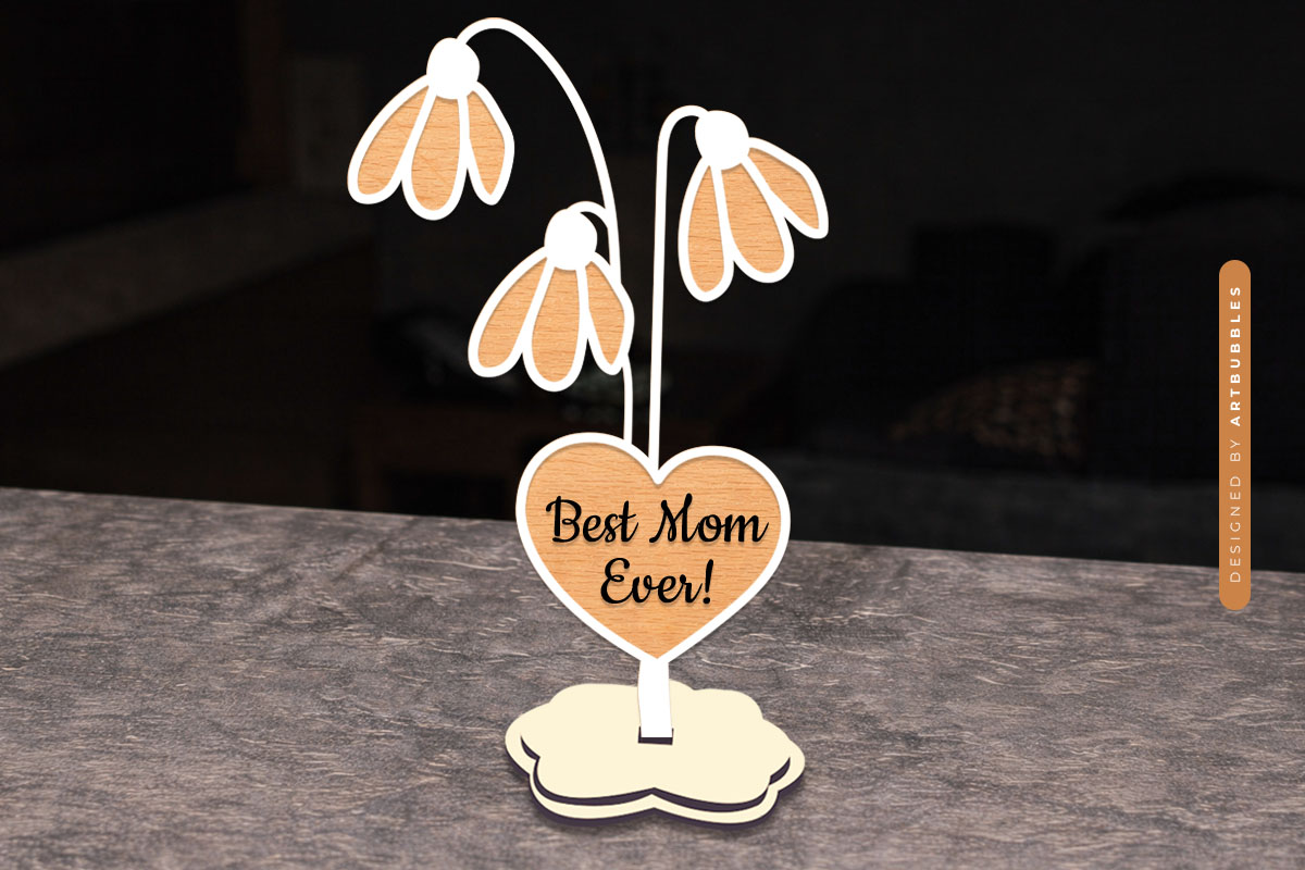 Layered Mothers Day Stand Flower SVG Vector