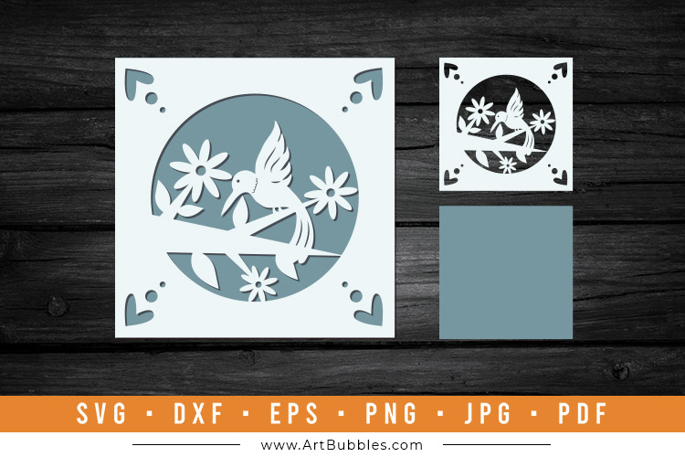 Hummingbird Layered Paper Cut SVG Design