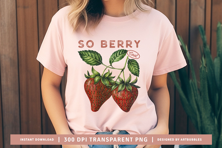 So Berry Cool - Vintage Fruit Sublimation PNG