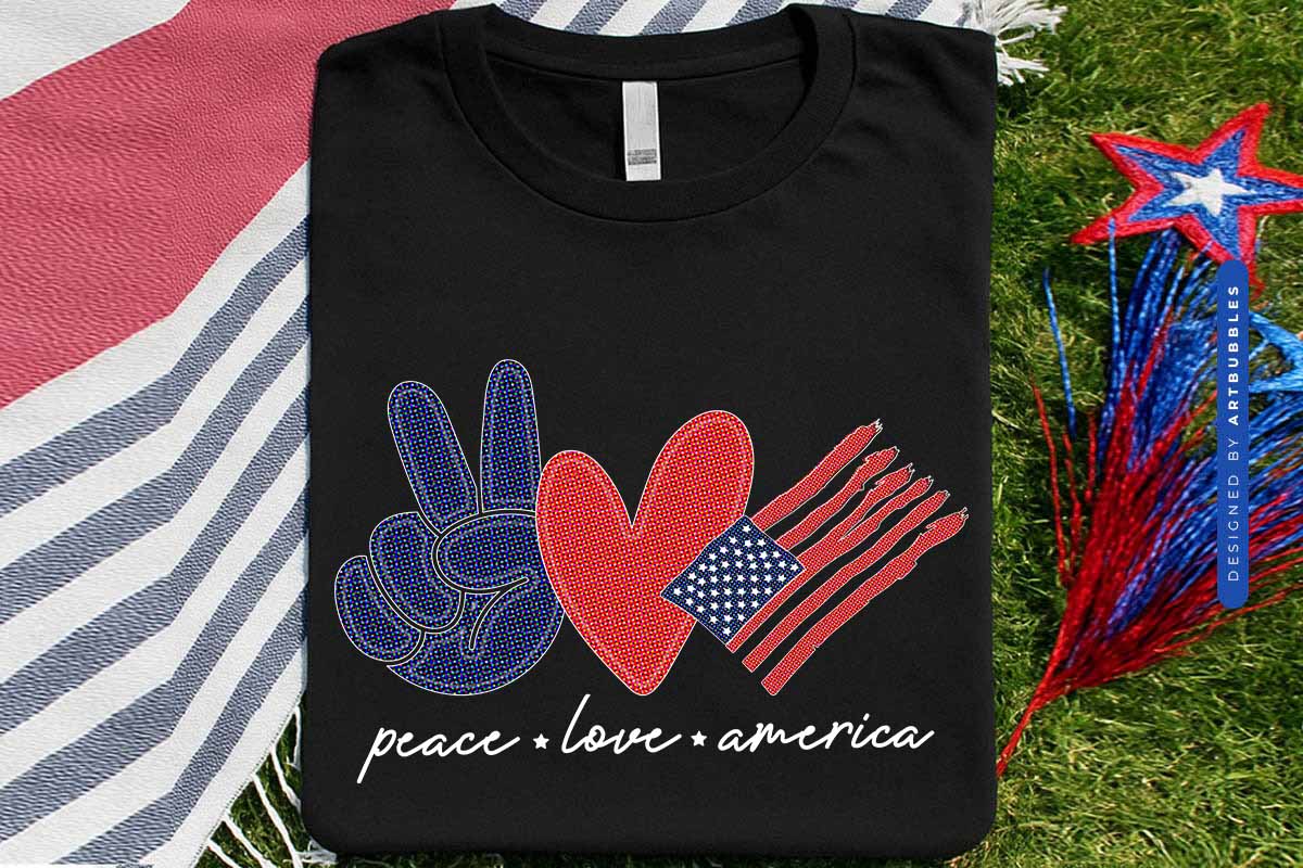 Peace Love America - Funny 4th of July Sublimation Shirt Mockup Image.jpg