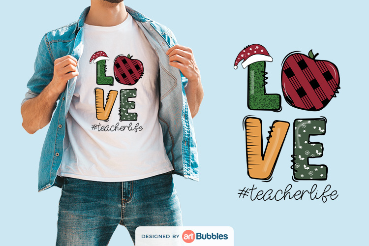 Love PNG - Teacher Christmas Shirt Sublimation Design