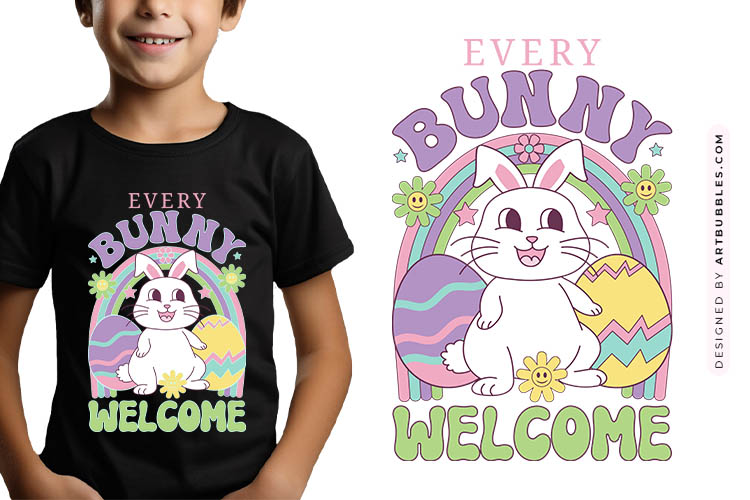 Every Bunny Welcome - Retro Easter Sublimation PNG Image.jpg