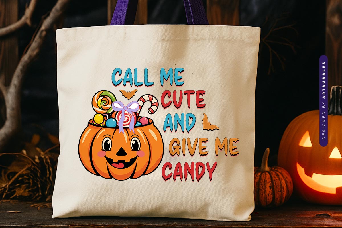 Call Me Cute and Give Me Candy - Halloween Coquette PNG Tote Bag Mockup Image.jpg