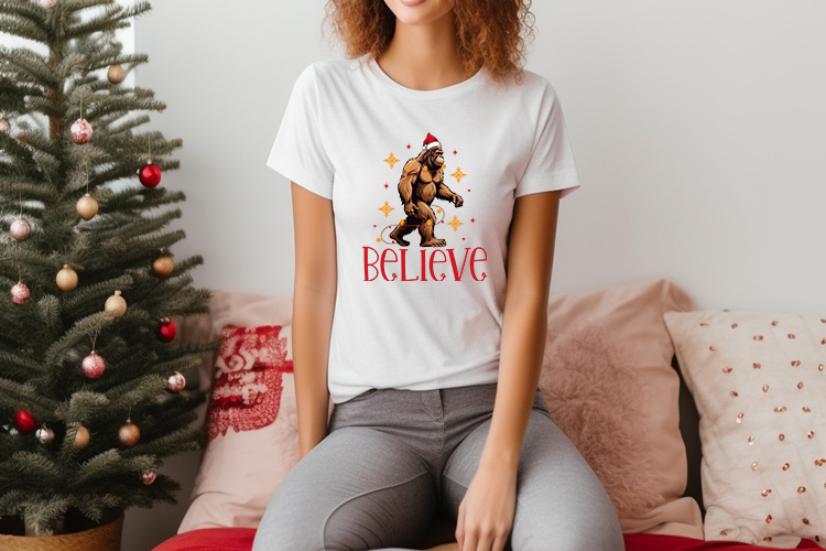 Believe PNG Sublimation, Bigfoot Christmas Sweater Preview 03.jpg