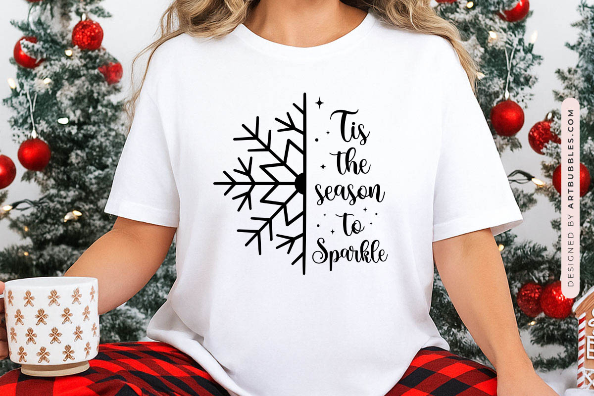 Tis the Season to Sparkle - Trendy Christmas SVG Shirt Mockup image.jpg