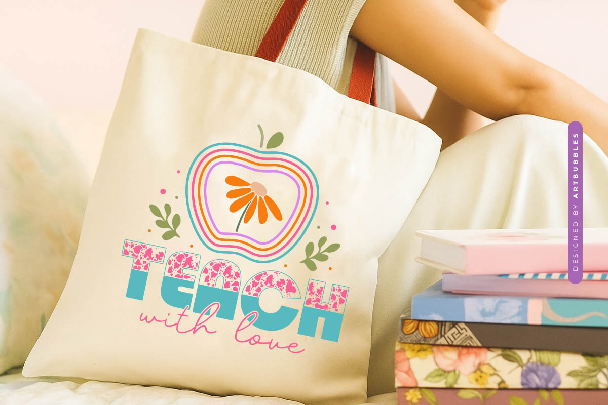 Teach with Love - Floral Teacher SVG Funny
