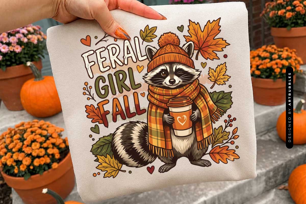 Striped Feral Girl Fall Sublimation PNG Tote Mockup Image.jpg