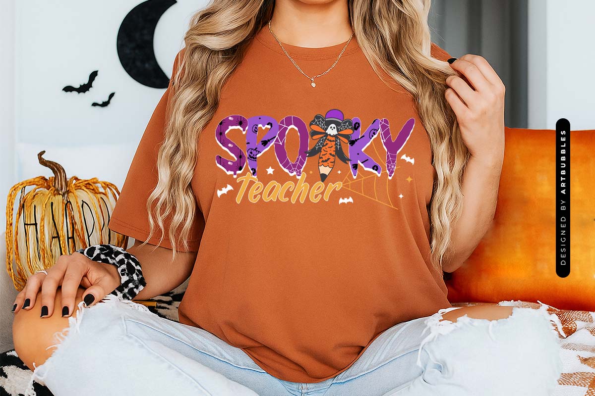Spooky Teacher - Halloween Sublimation PNG T-shirt Mockup Image.jpg