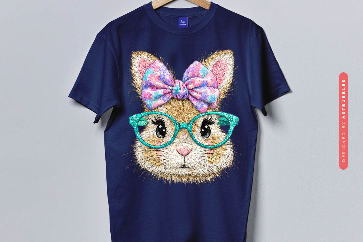 Faux Yarn Coquette Bunny Easter PNG Shirt Mockup Image.jpg