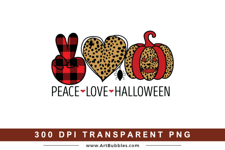 Peace Love Halloween Sublimation Design PNG