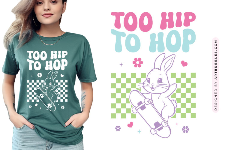 Too Hip To Hop - Retro Easter Bunny SVG