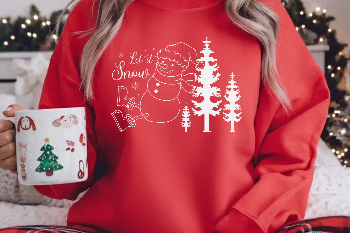 Let It Snow - Winter Snowman SVG Design Crewneck Shirt Mockup image.jpg