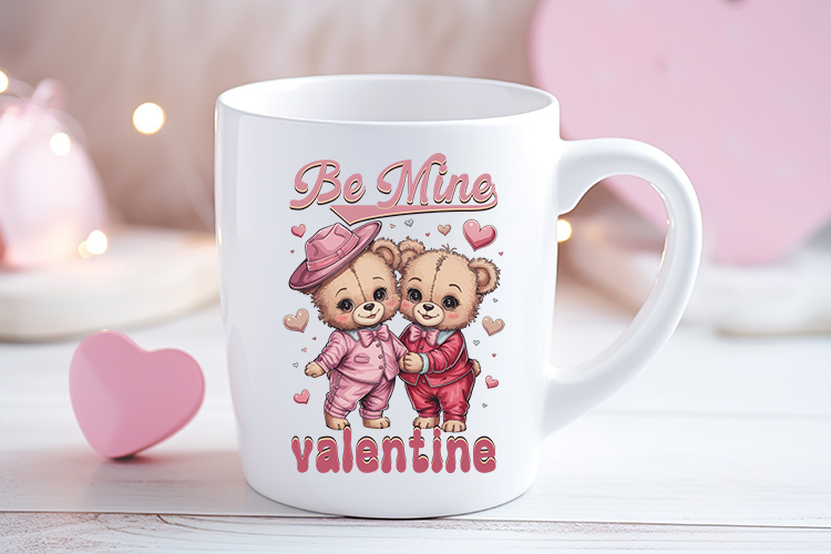 Be Mine Valentine PNG Retro Sublimation Mug Mockup Image.jpg