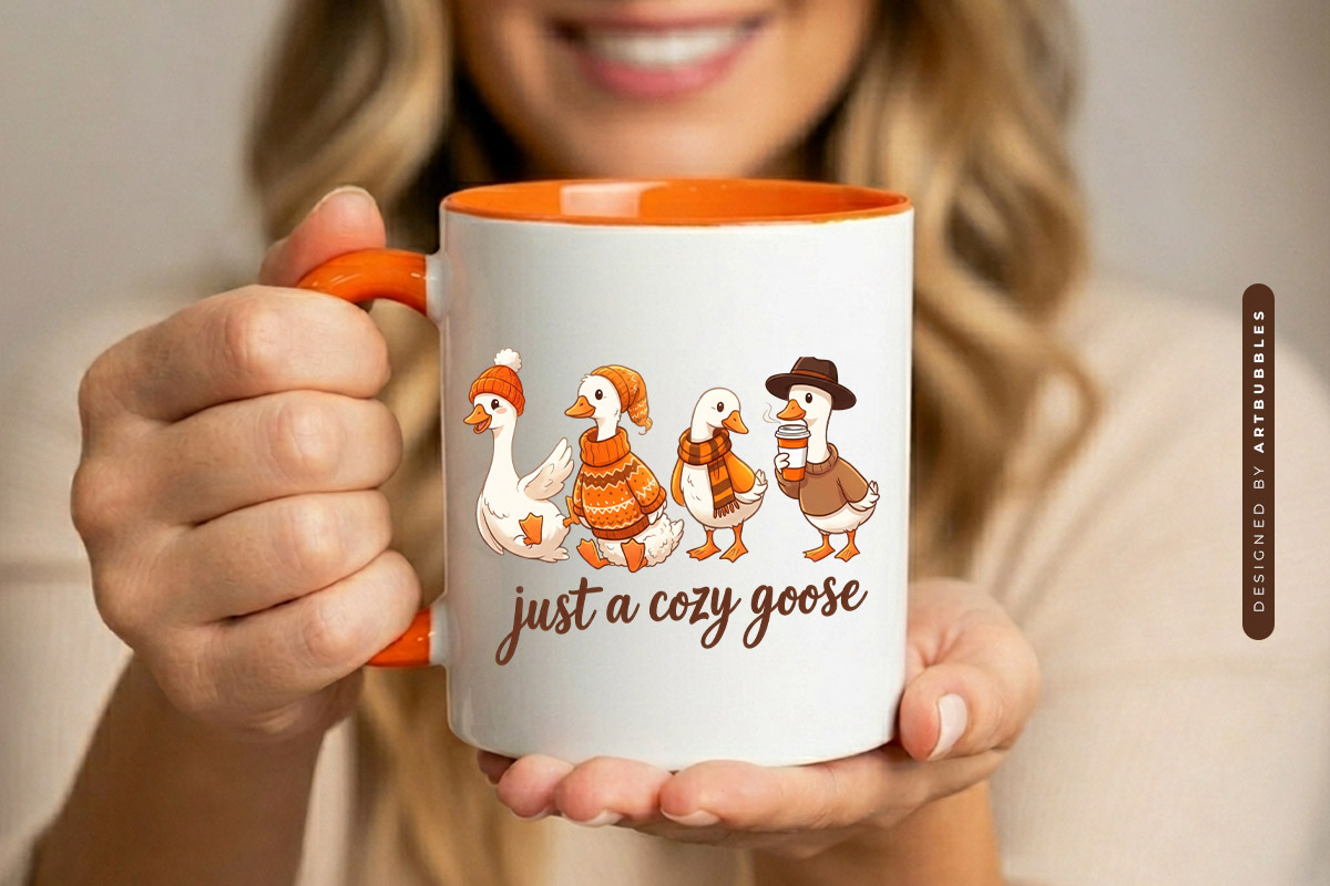 Just a Cozy Goose - Fall Sublimation PNG Mug Mockup Image.jpg