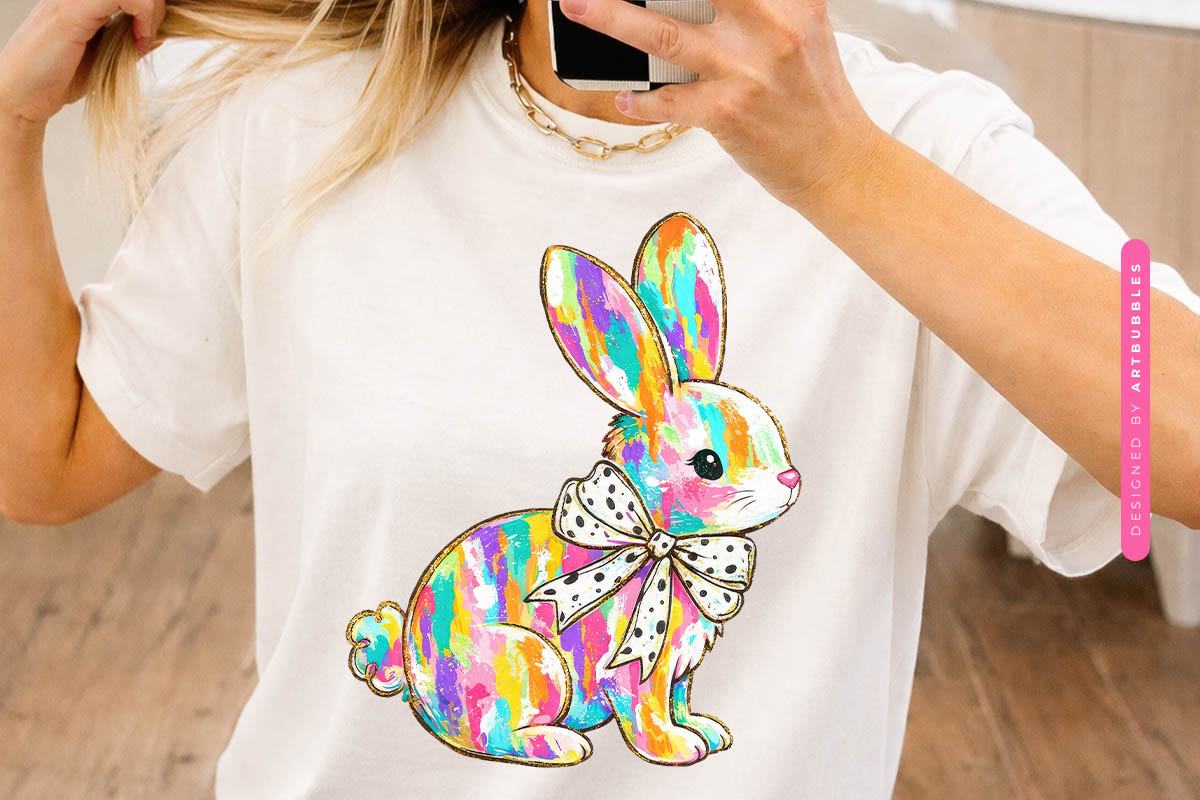 Brushstroke Bunny Easter Sublimation PNG