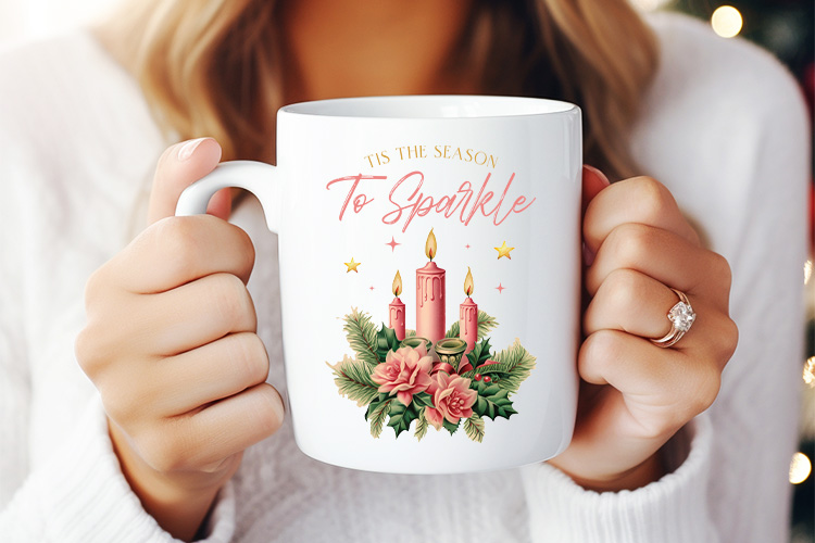 Tis the Season to Sparkle - Pink Christmas Sublimation Mug Mockup Image.jpg