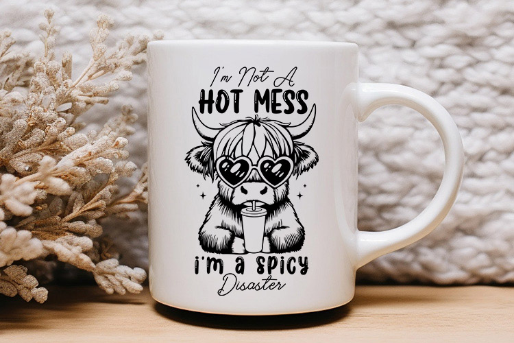 I'm not a Hot Mess I'm a Spicy Disaster - Shaggy Cow SVG Mug Mockup Image.jpg
