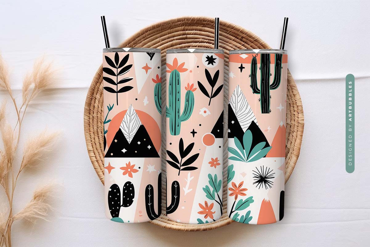 Boho Cactus 20oz Tumbler Wrap Sublimation