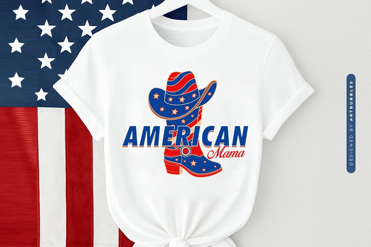 American Mama - 4th of July Sublimation PNG Tshirt Mockup Image.jpg