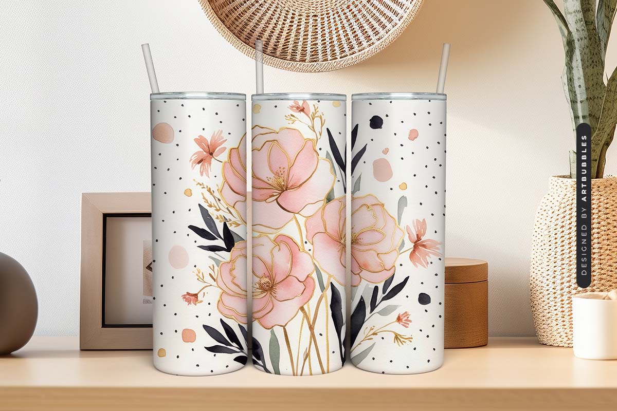 Boho Wild Floral Tumbler Wrap Sublimation Print Image 2.jpg