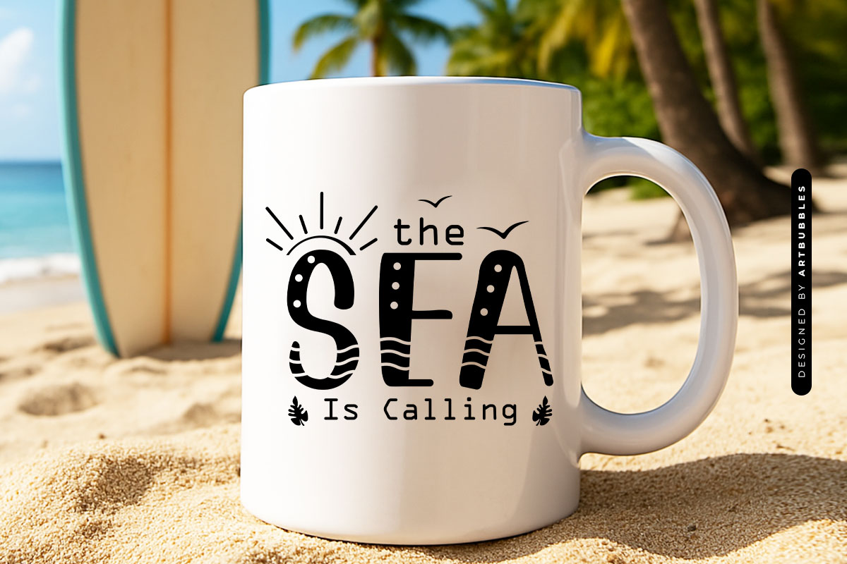 The Sea is Calling - Cute Summer Shirt SVG Mug Mockup Image.jpg