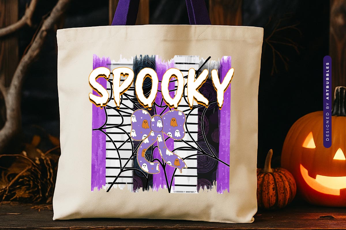 Spooky Halloween Coquette Bow Sublimation Tote Bag Mockup Image.jpg