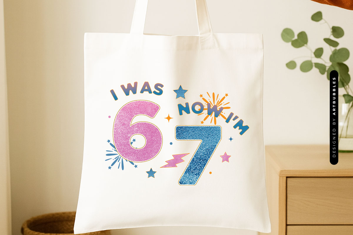 I was 6 Now I'm 7 - Glitter New Year Sublimation Tote Bag Mockup Image.jpg