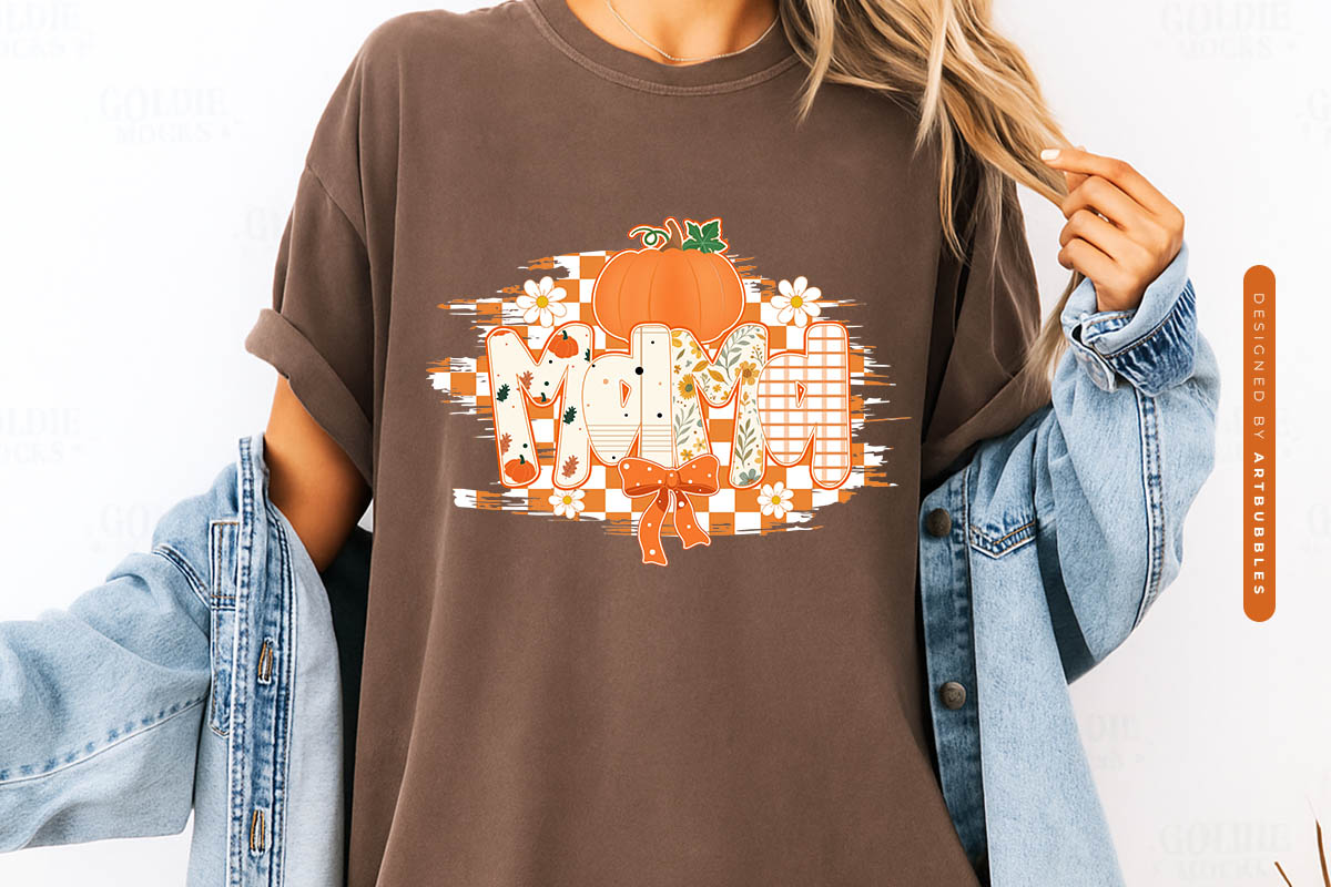 Mama - Preppy Fall Sublimation Design Shirt Mockup image.jpg