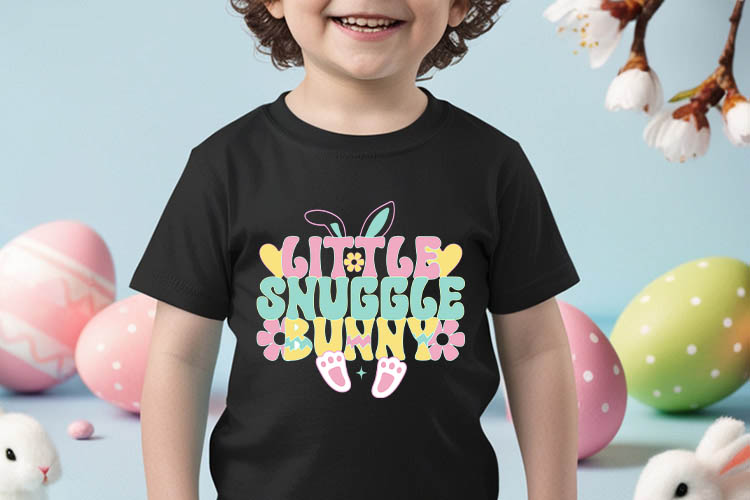 Little Snuggle Bunny - Retro Easter PNG Sublimation Tshirt Mockup Image.jpg