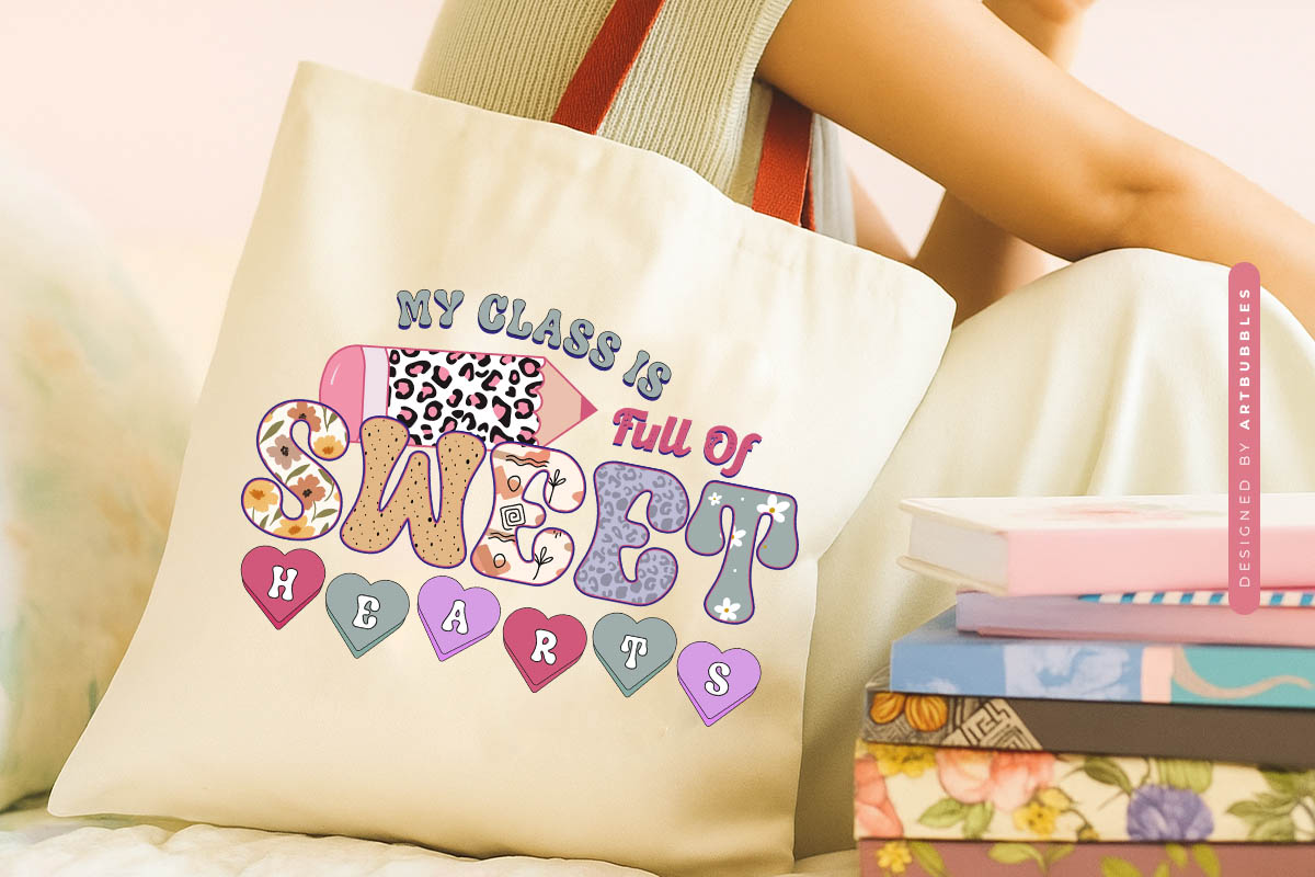 My Class is Full of Sweethearts - Teacher Retro Sublimation Tote bag Mockup Image.jpg