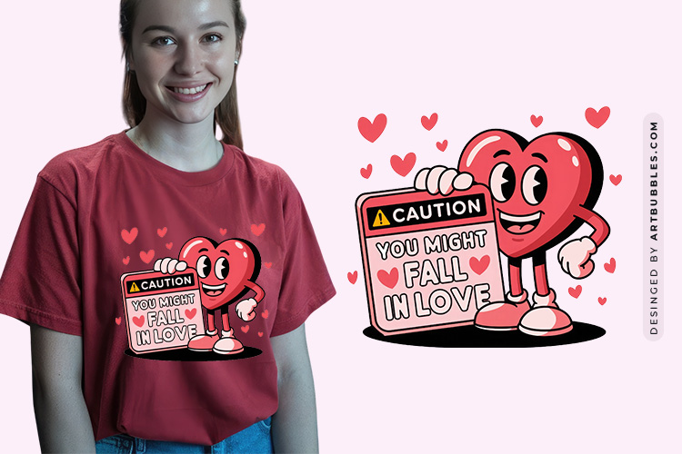 Caution You Might Fall in Love - Retro Valentine Sublimation Image.jpg