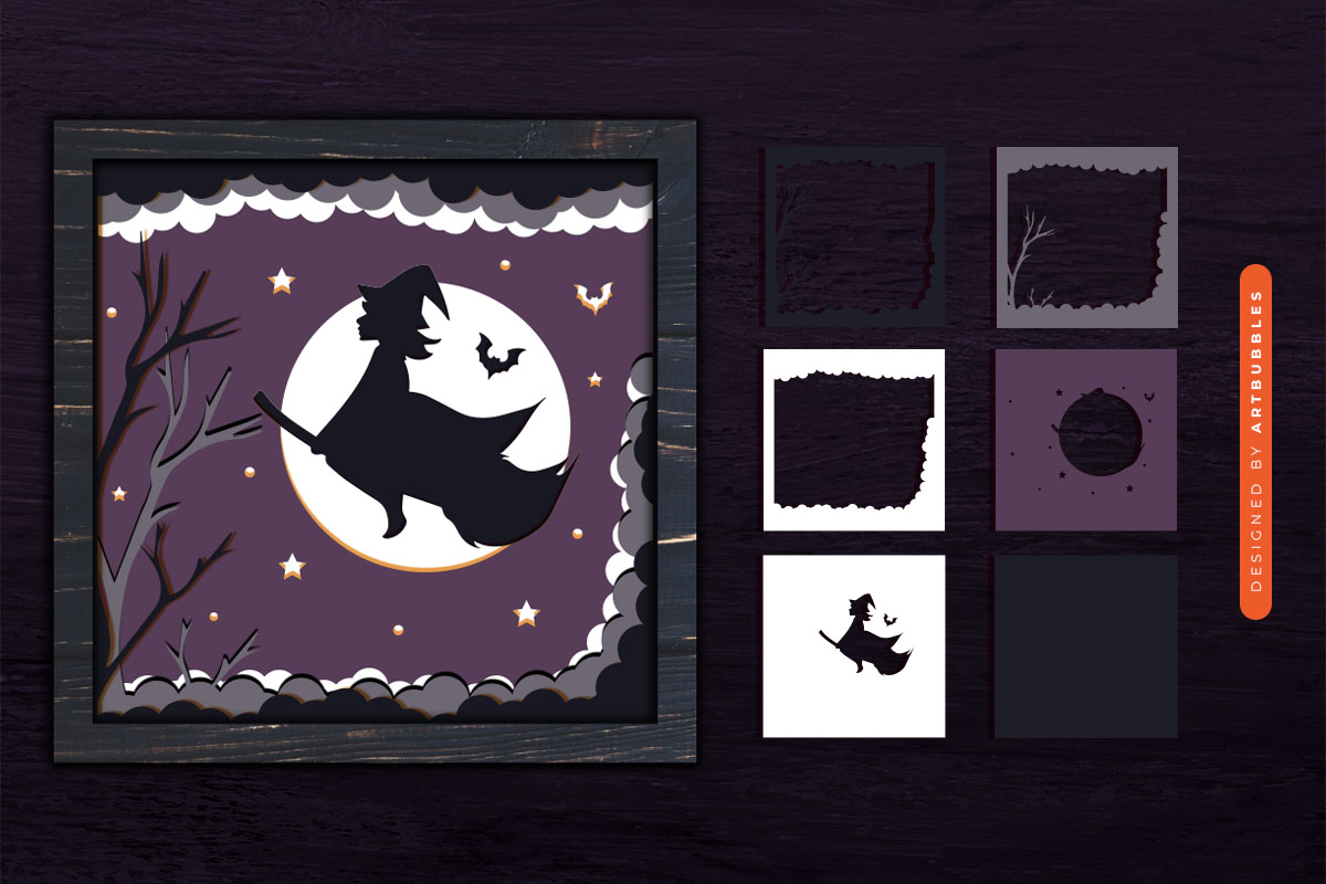 3D Halloween Witch Layered Shadow Box SVG Image.jpg