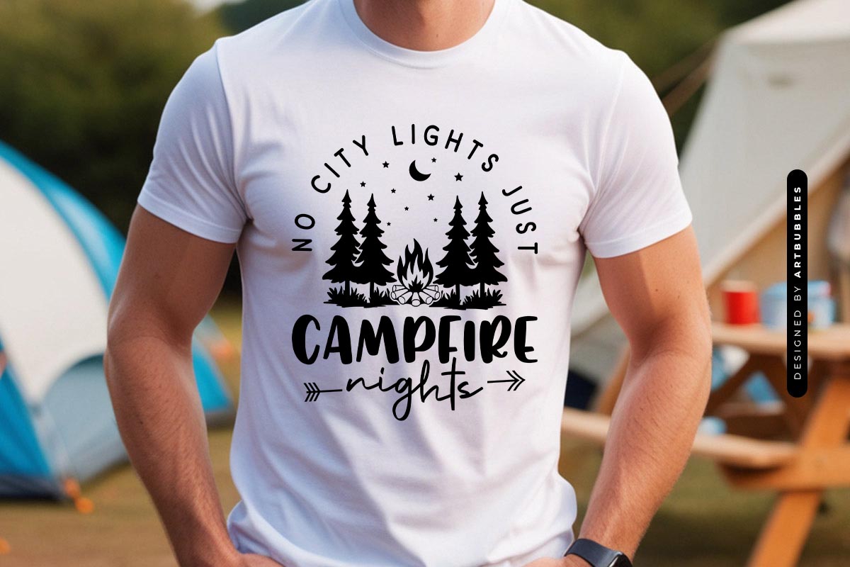 No City Lights Just Campfire Nights - Cute Camping SVG Shirt Mockup Image.jpg