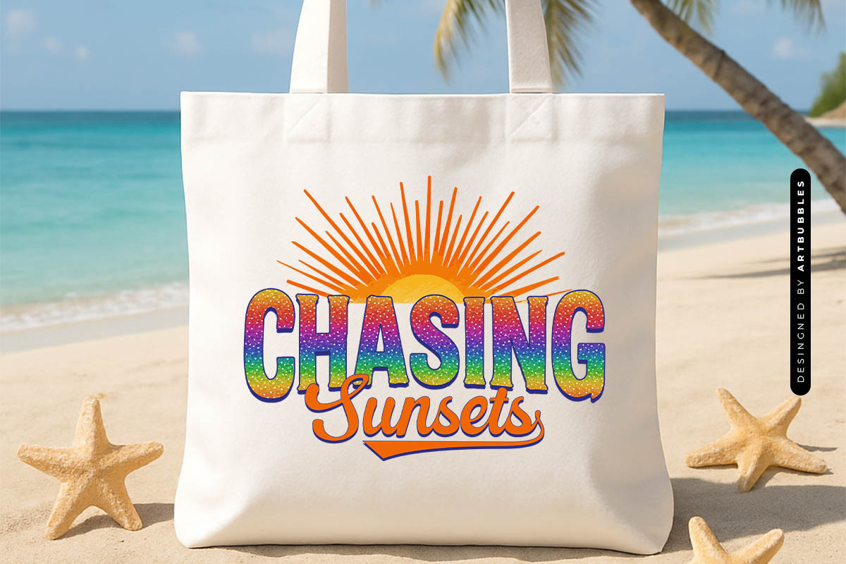Chasing Sunsets - Summer Sublimation Design Tote Bag Mockup Image.jpg