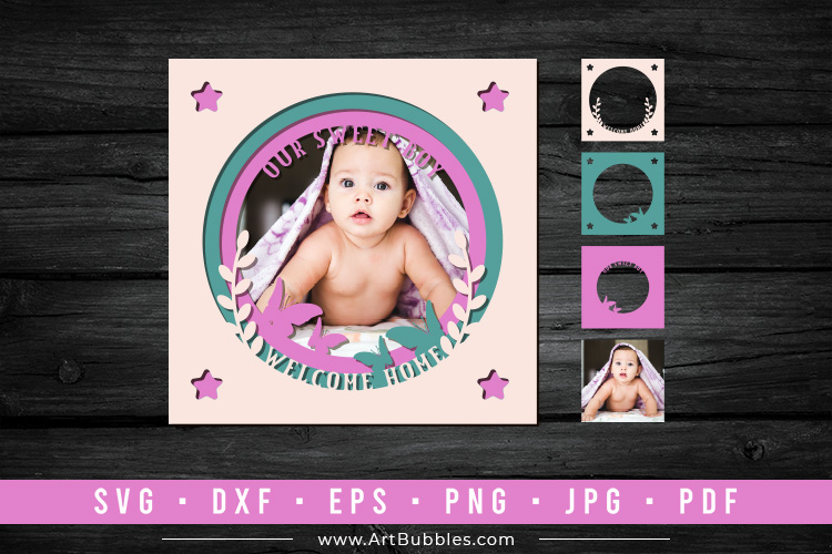 3D Photo Frame Layered Papercut Template