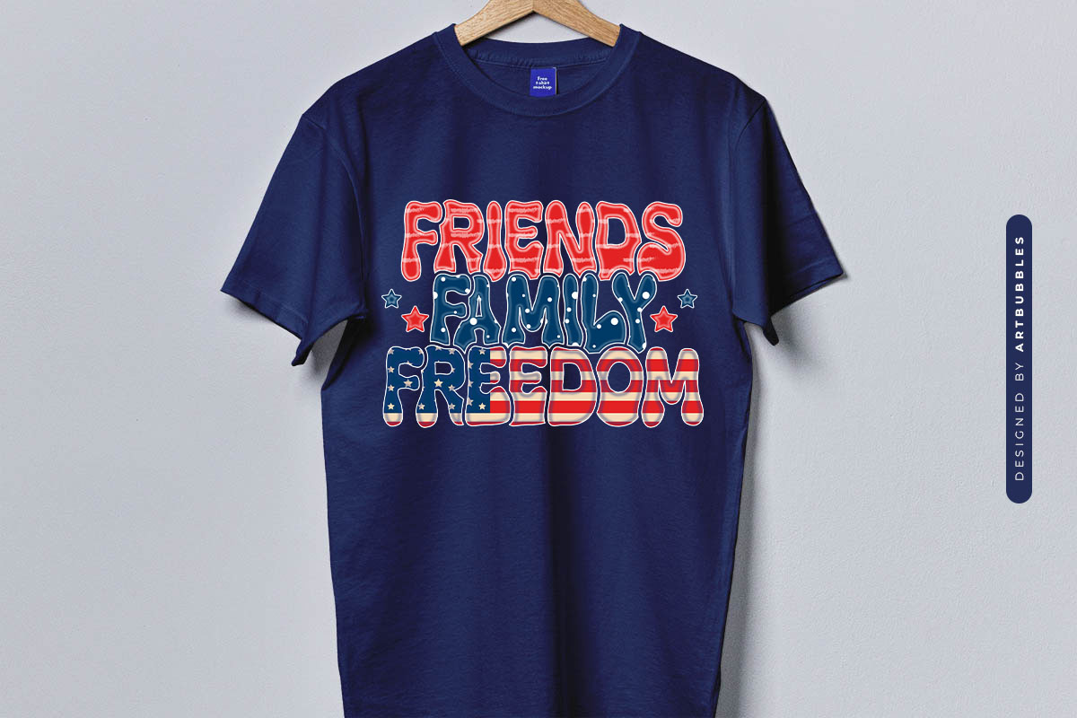 Friends Family Freedom - Retro 4th of July Sublimation T-shirt Mockup Image.jpg