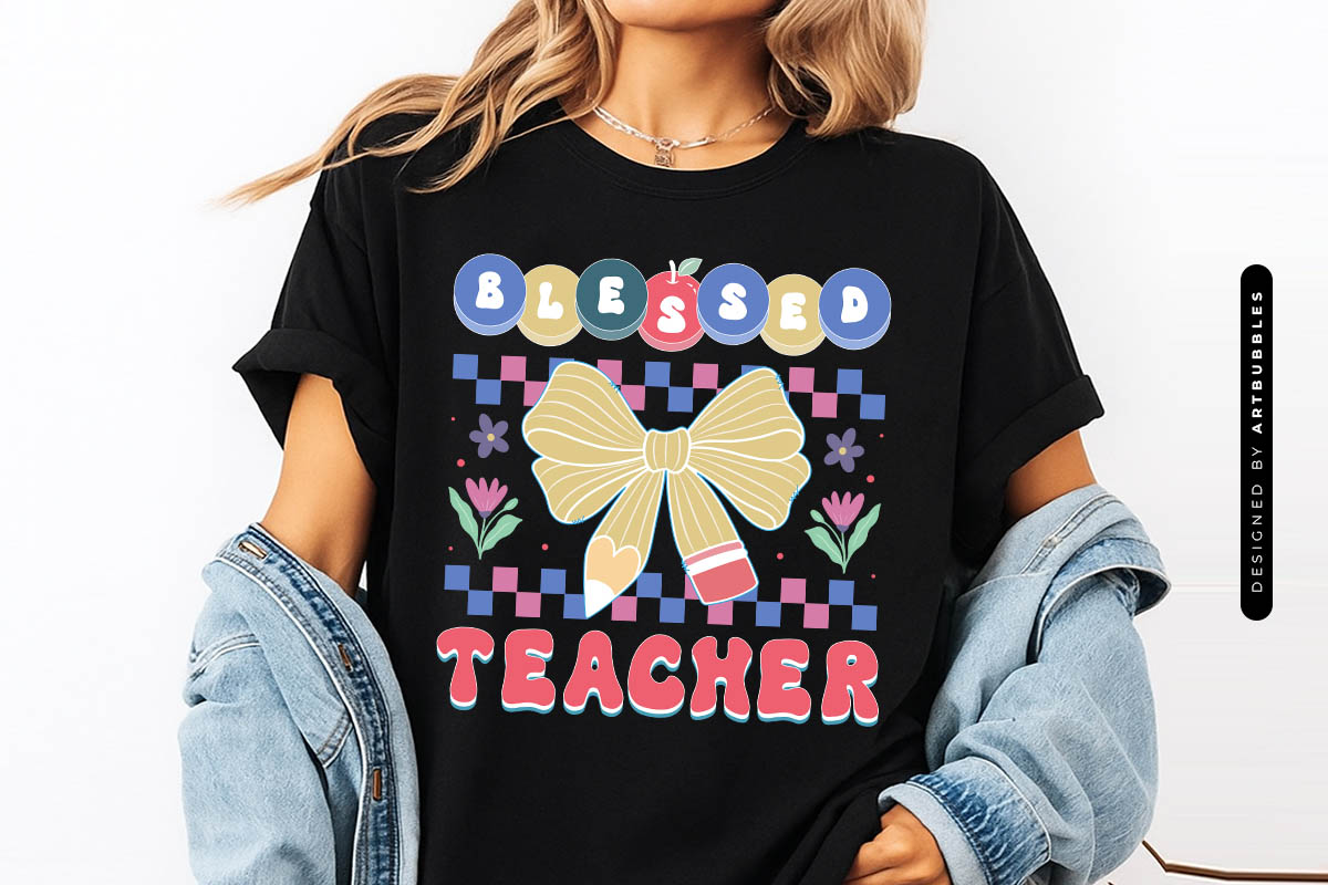 Blessed Teacher Retro Sublimation PNG
