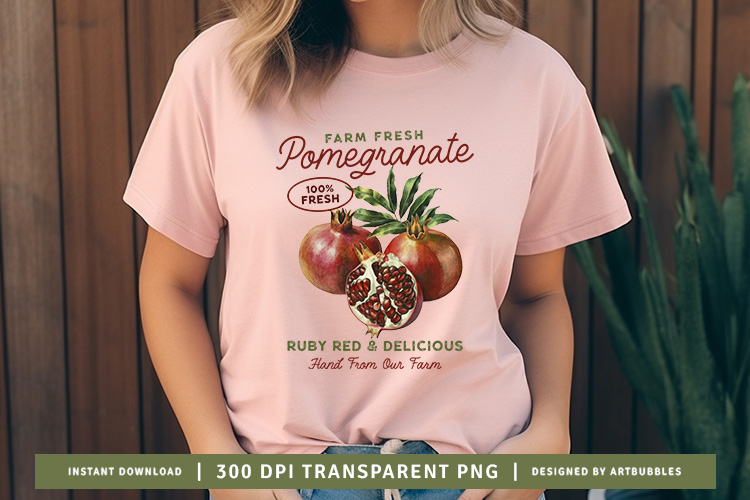 Farm Fresh Pomegranate - Vintage Fruit Sublimation