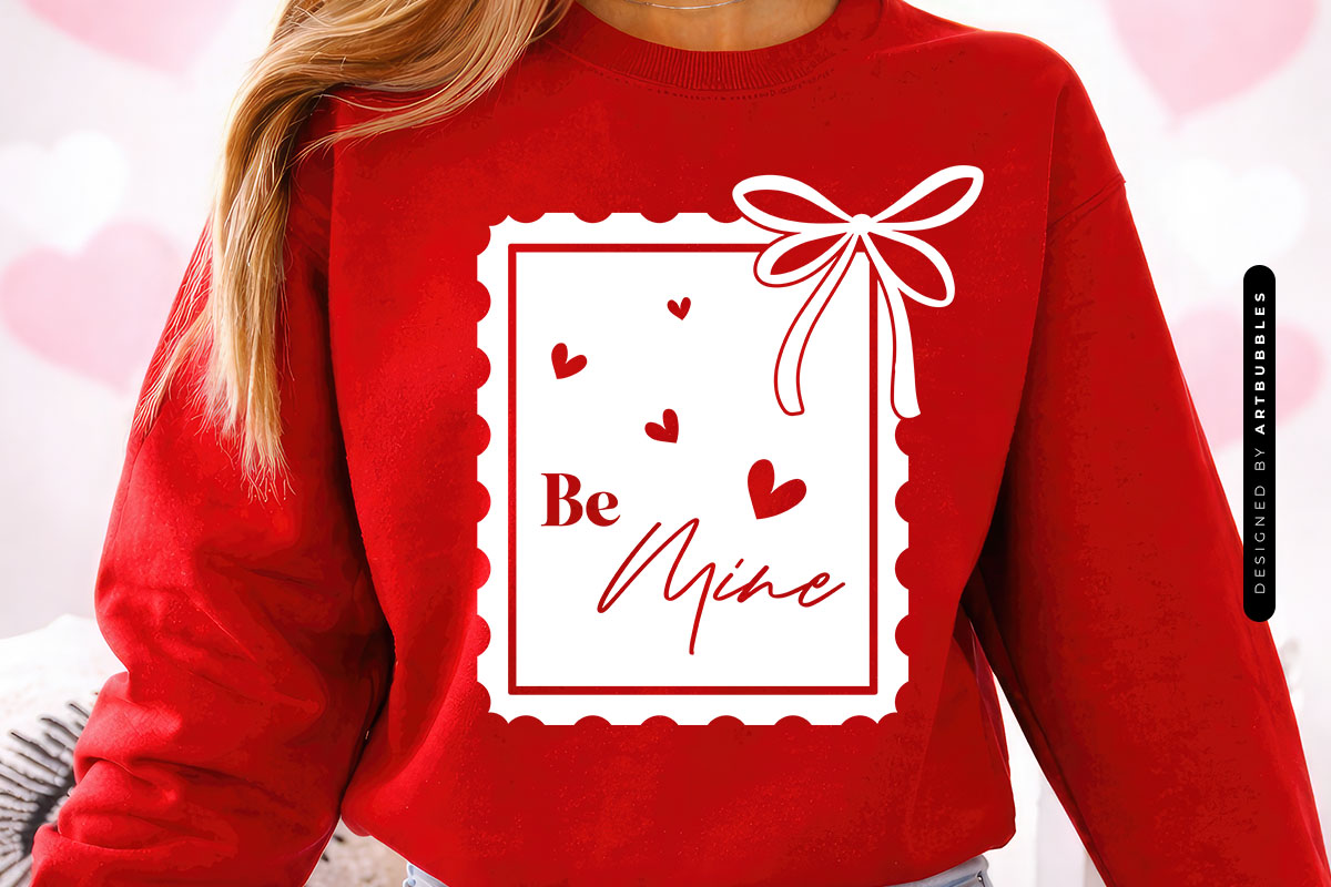 Coquette Be Mine Valentine Postal Stamp SVG