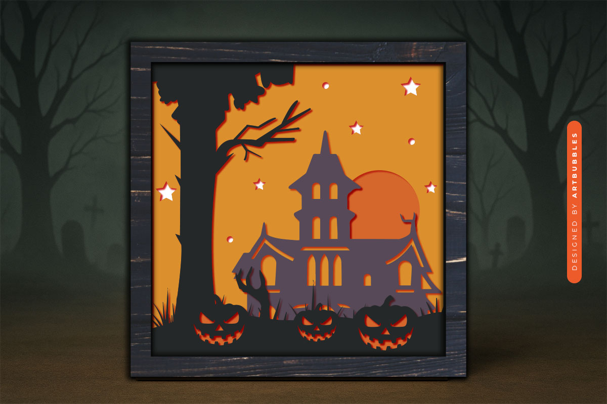 3D Spooky House Halloween Shadow Box SVG Image 3.jpg
