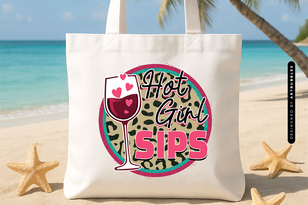 Hot Girl Sips - Summer Sublimation PNG Tote Bag Mockup Image.jpg