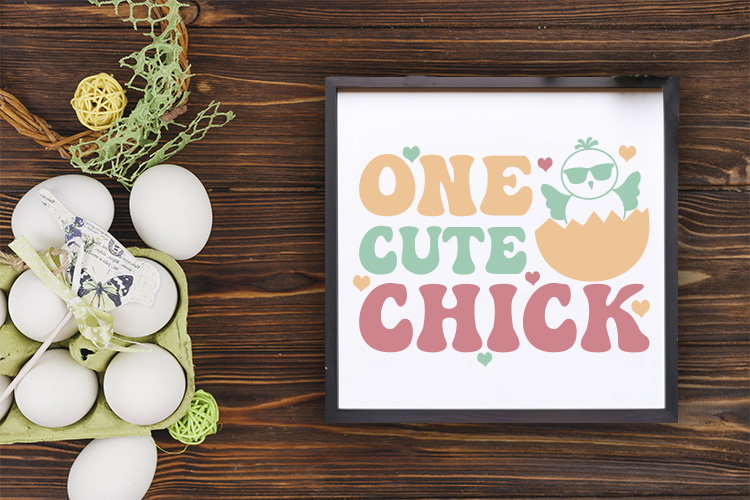 One Cute Chick, Easter SVG, Retro T Shirt Preview 04.jpg