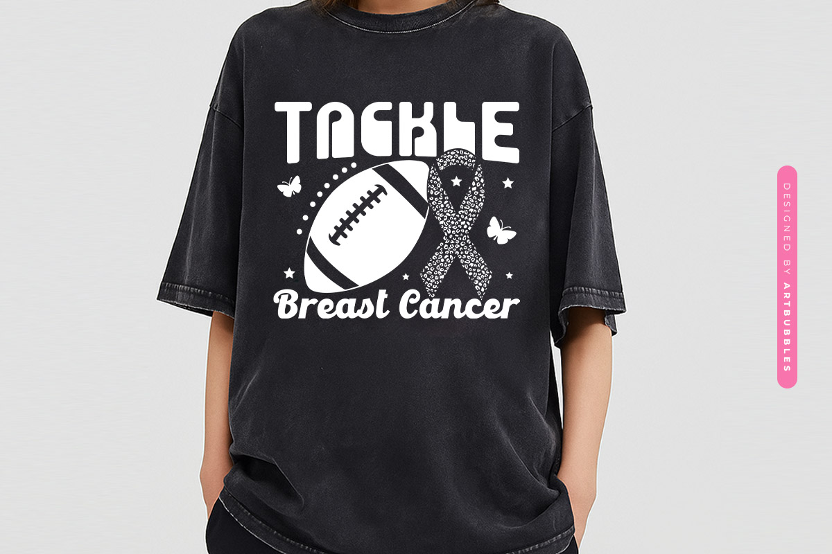 Tackle Breast Cancer Retro SVG Design Shirt Mockup Image.jpg
