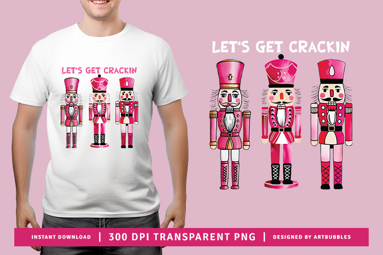 Let's Get Crackin - Pink Christmas Sublimation Design Image.jpg
