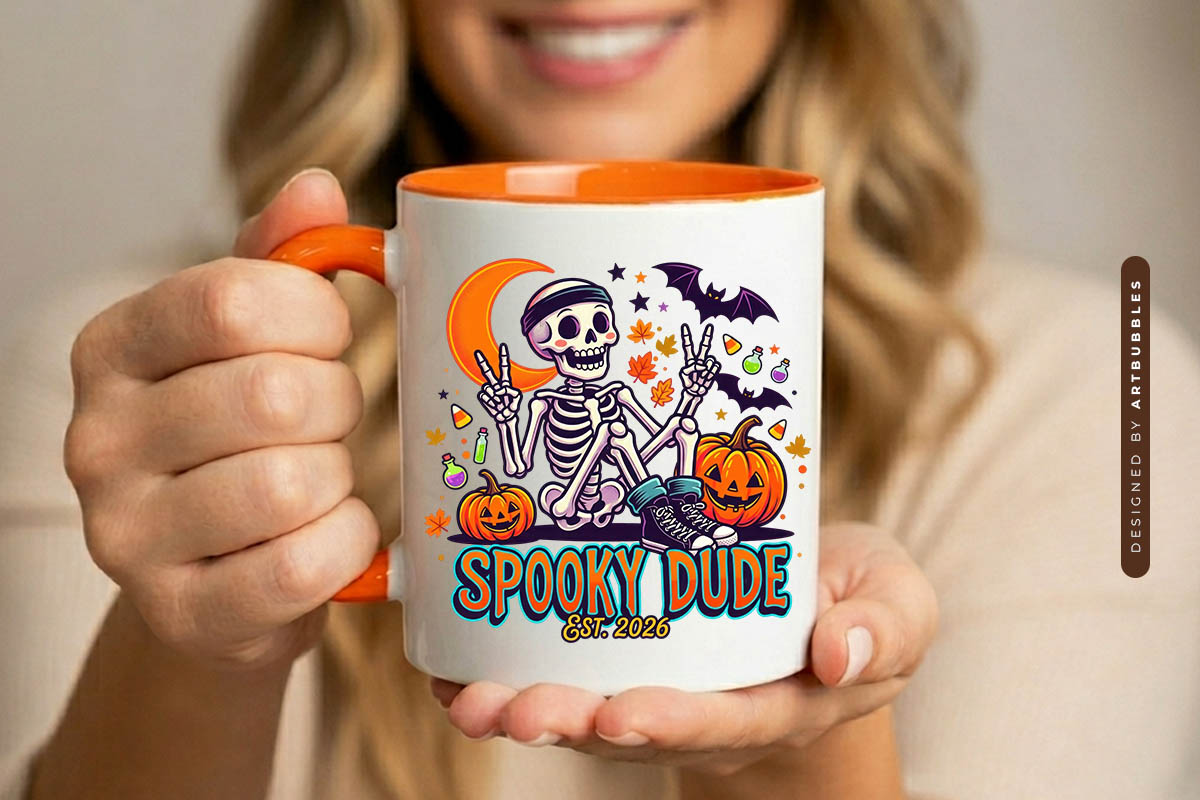 Spooky Dude - Skeleton Fall Sublimation PNG Mug Mockup image.jpg