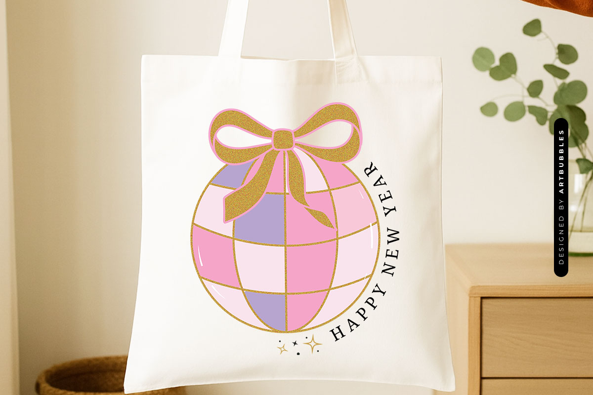 Gold Glitter Coquette Happy New Year Sublimation Tote bag Mockup image.jpg