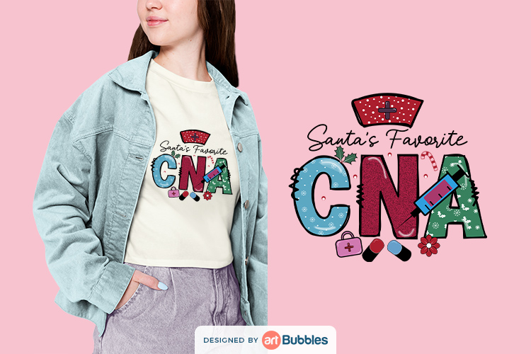 Santa's favorite CNA - Nurse Christmas Shirt Sublimation