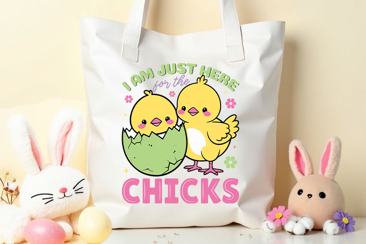 I Am Just Here for the Chicks - Sublimation Easter Print Tote Mockup Image.jpg
